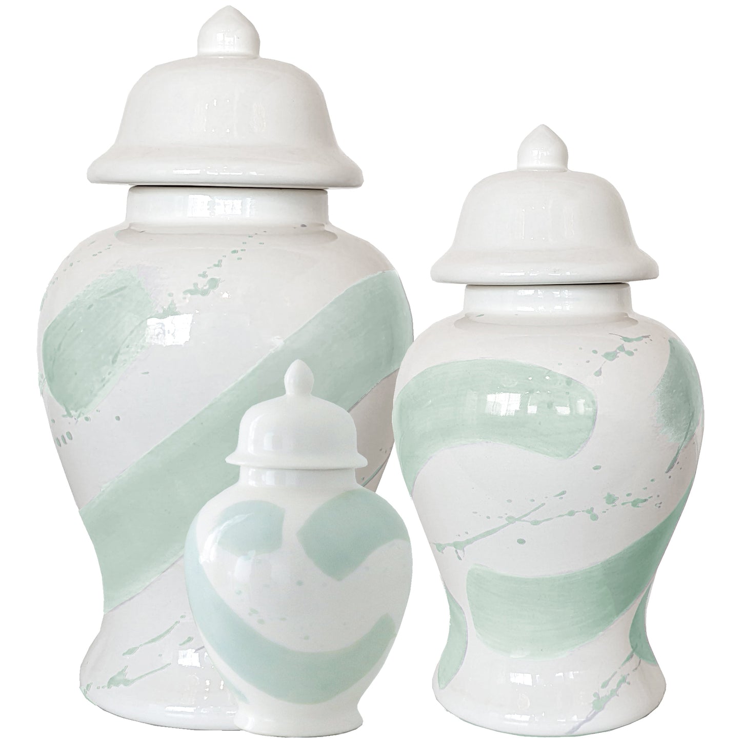 Sea Glass Brushstroke Ginger Jars