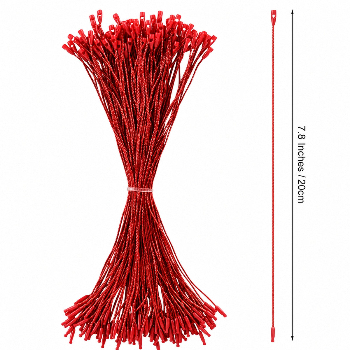 Set of 100 Red Christmas Ornaments Cords Strings Hangers 7.9 Inches