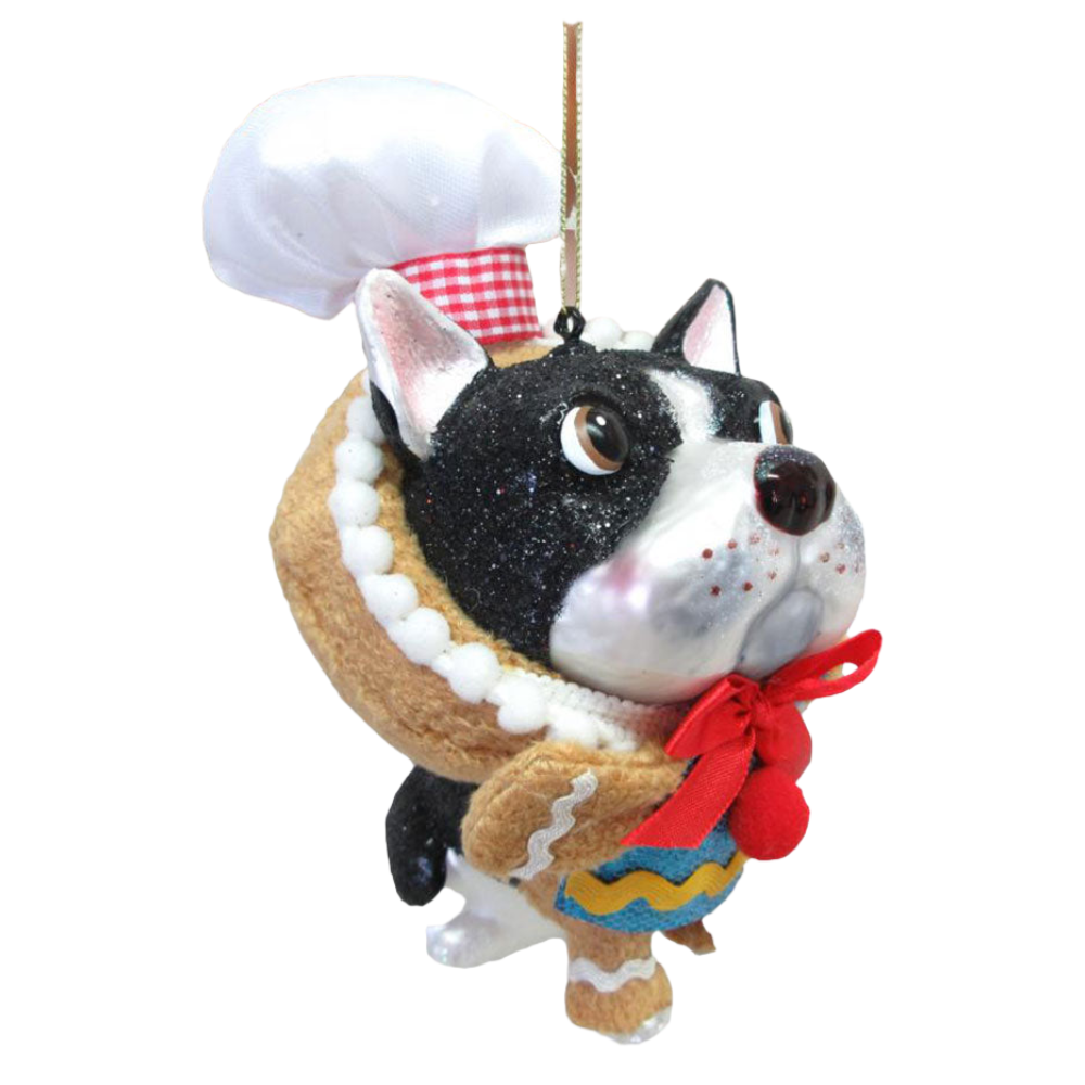 Bulldog w/Gingerbread Costume Ornament by December Diamonds