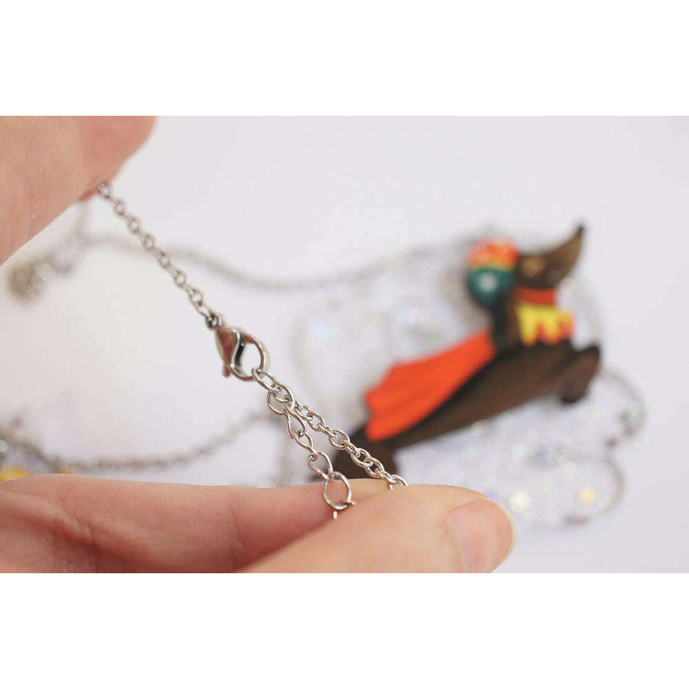 Bullet Dachshund Necklace and Brooch by Laliblue