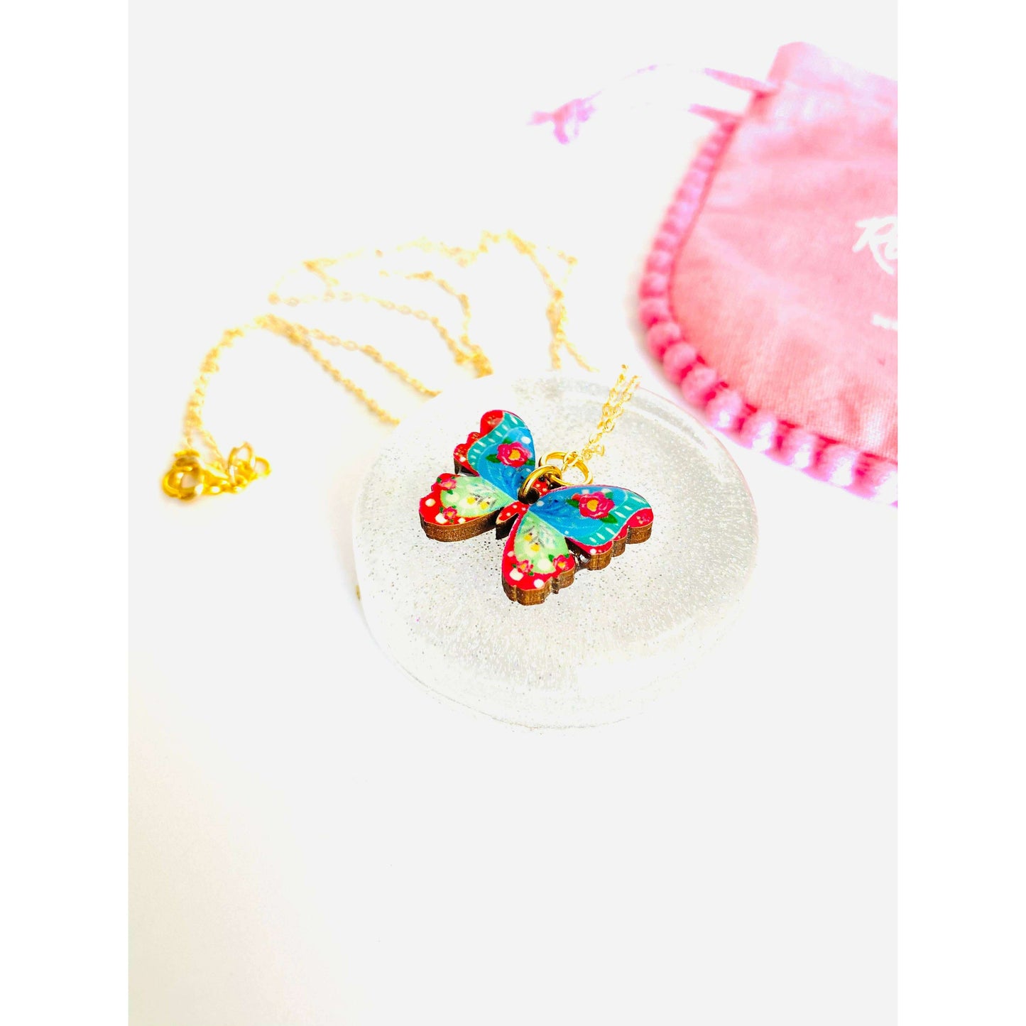 Butterfly Necklace on Gold Chain by Rosie Rose Parker