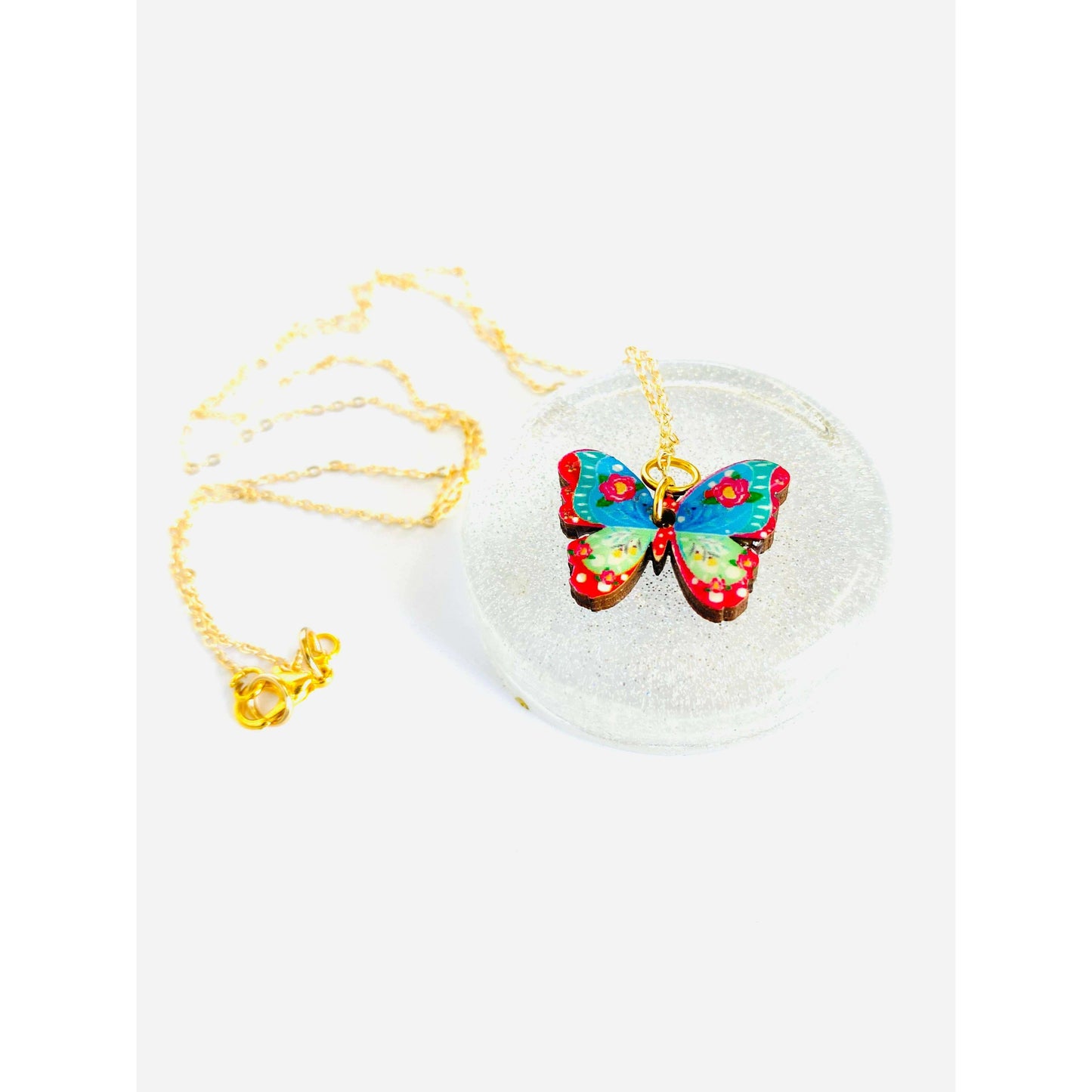 Butterfly Necklace on Gold Chain by Rosie Rose Parker