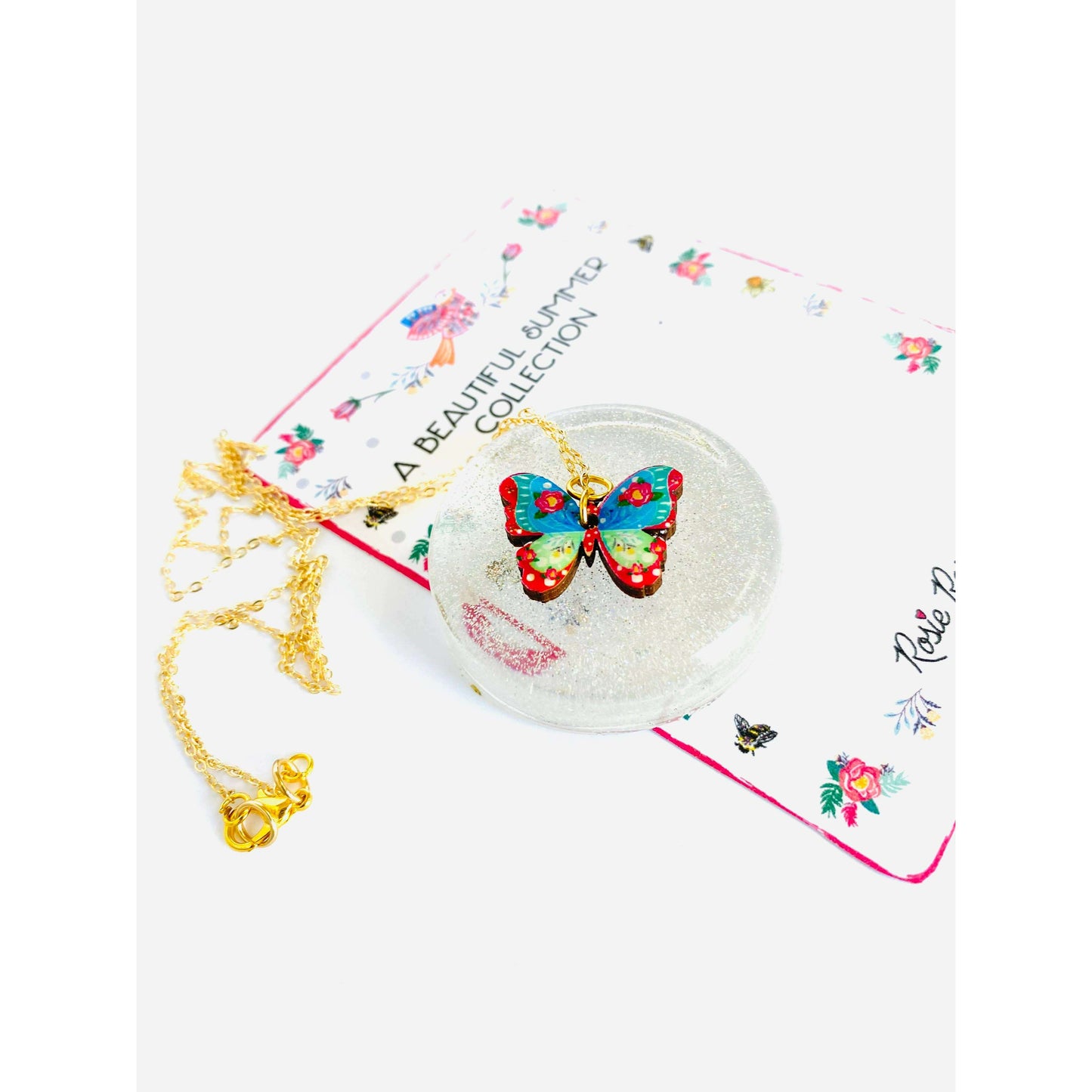 Butterfly Necklace on Gold Chain by Rosie Rose Parker