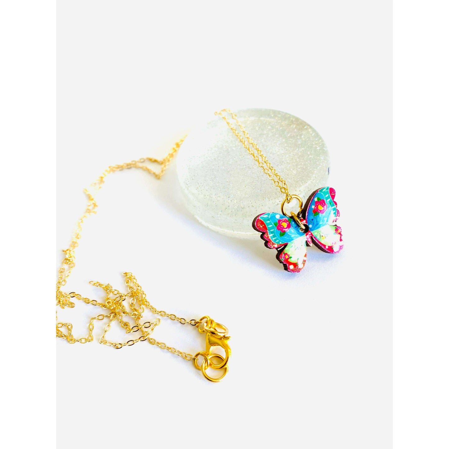 Butterfly Necklace on Gold Chain by Rosie Rose Parker