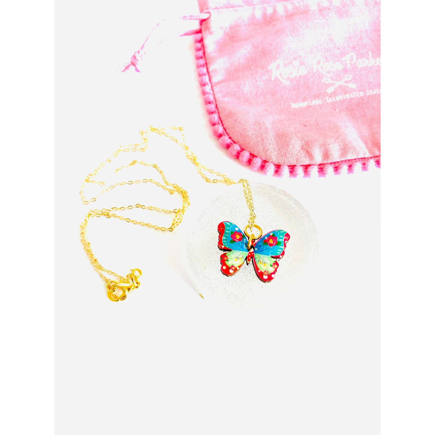 Butterfly Necklace on Gold Chain by Rosie Rose Parker