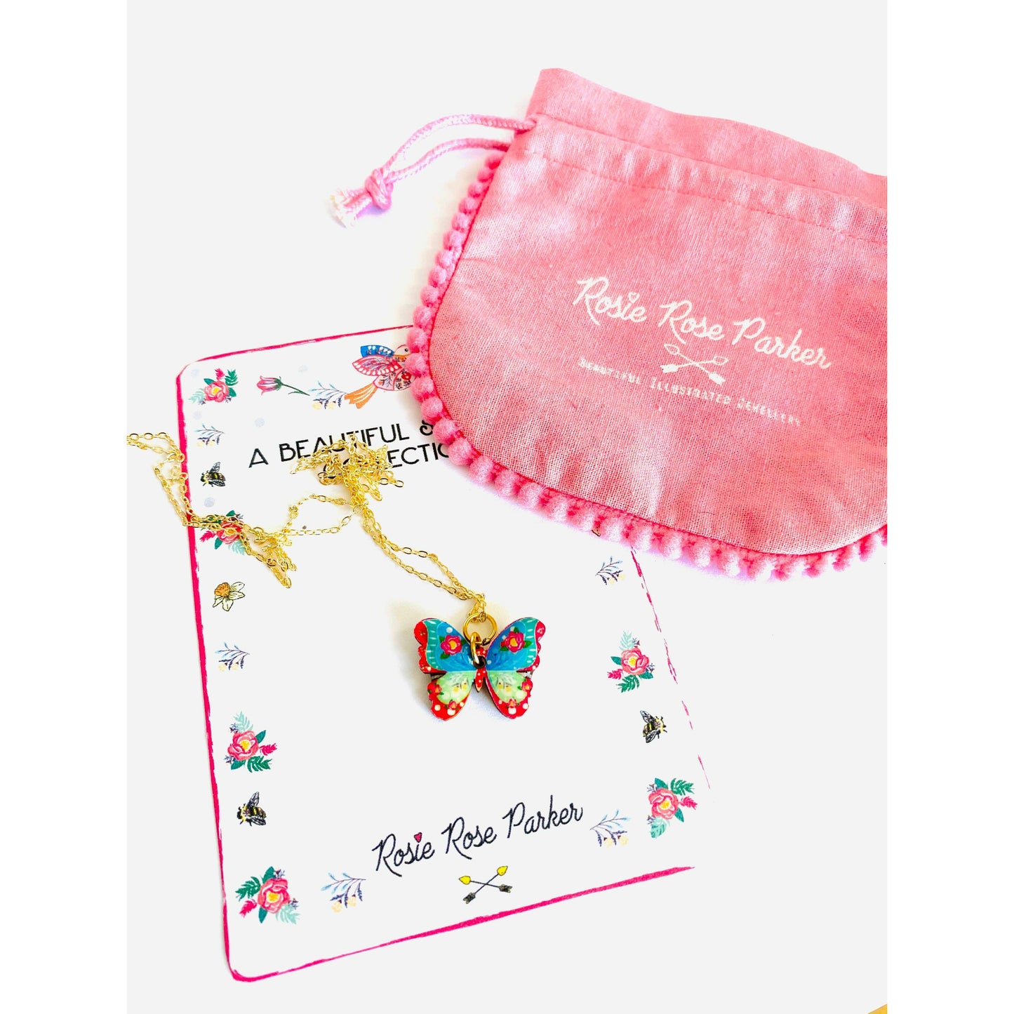 Butterfly Necklace on Gold Chain by Rosie Rose Parker