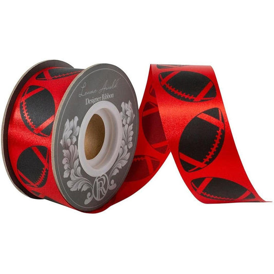 1 3/8 in Homecoming Football Ribbon: Red/Black (25 Yards)