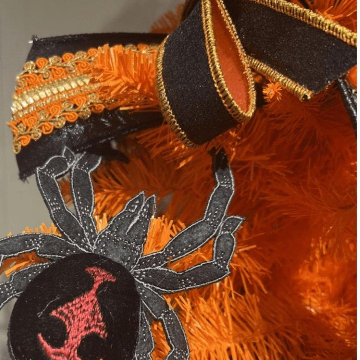1" Glitter Ribbon: Black/Orange (10 Yards)