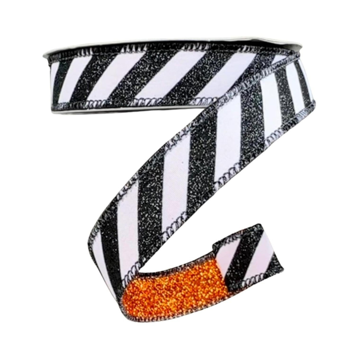 1" Glitter Stripe Ribbon: Orange (10 Yards)