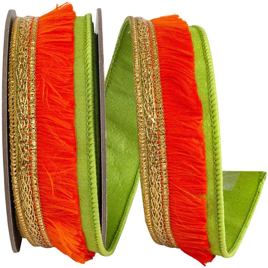 1 inch Orange Fringe Trimming Ribbon: Green (5 Yards)
