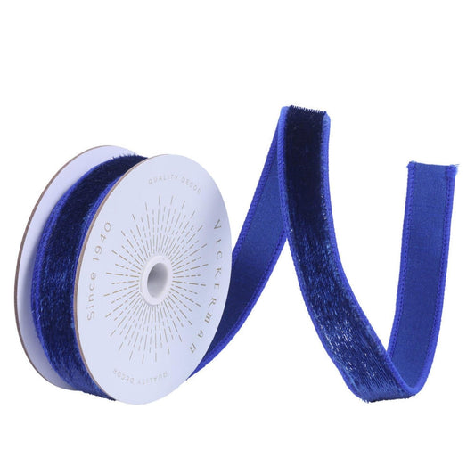 1" Velvet Luster Wired Ribbon: Cobalt Blue (10 Yards)
