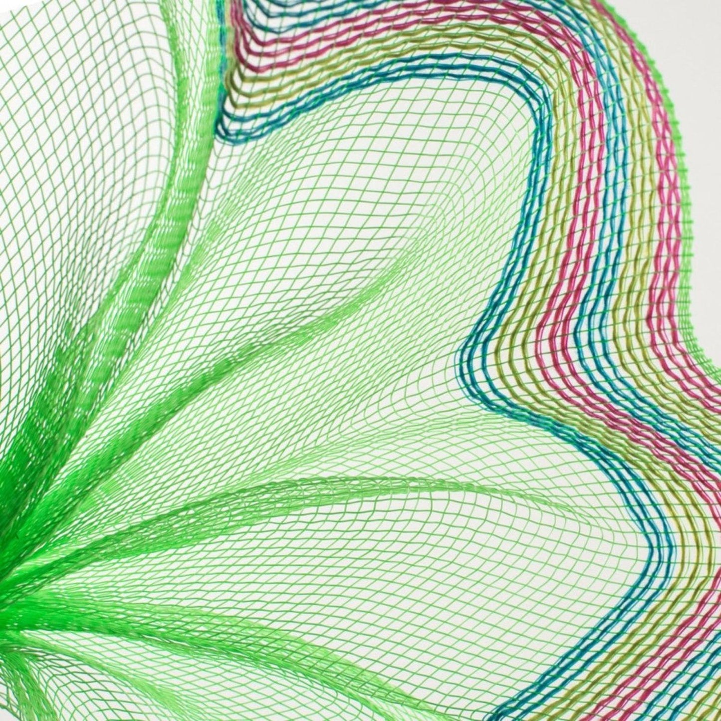 10" Border Stripe Mesh Ribbon: Lime, Hot Pink, Fresh Green, Turquoise