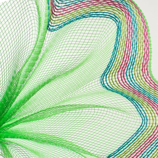 10" Border Stripe Mesh Ribbon: Lime, Hot Pink, Fresh Green, Turquoise