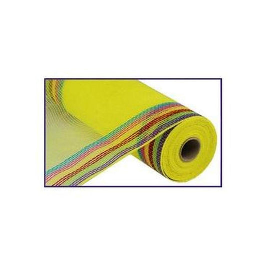 10" Border Stripe Mesh Ribbon: Yellow, Purple, Green, Red, Hot Pink, Turquoise