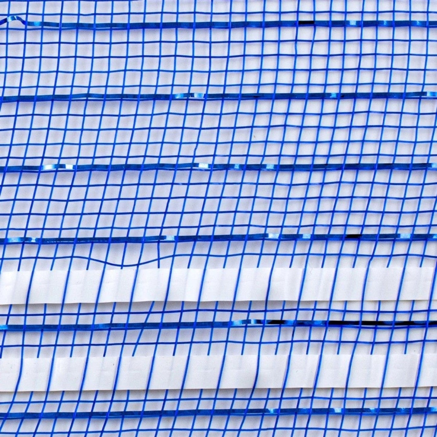 10" Border Stripe Metallic Mesh Ribbon: Royal Blue/White (10 Yards)