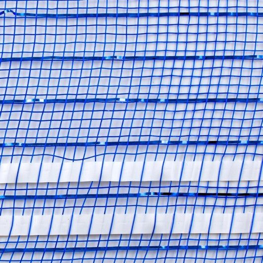 10" Border Stripe Metallic Mesh Ribbon: Royal Blue/White (10 Yards)