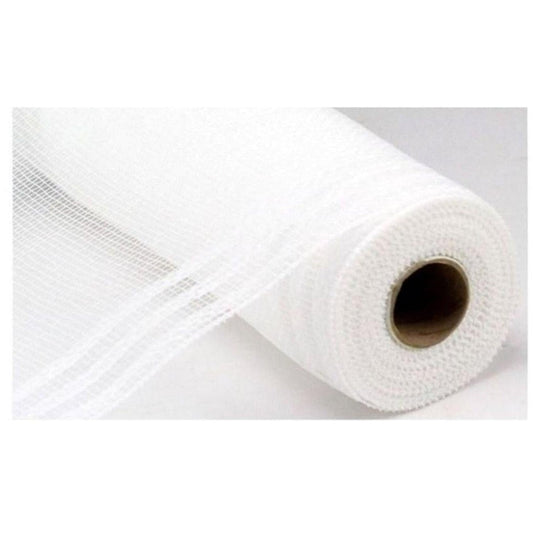 10" Border Stripe Metallic Mesh Ribbon: White (10 Yards)