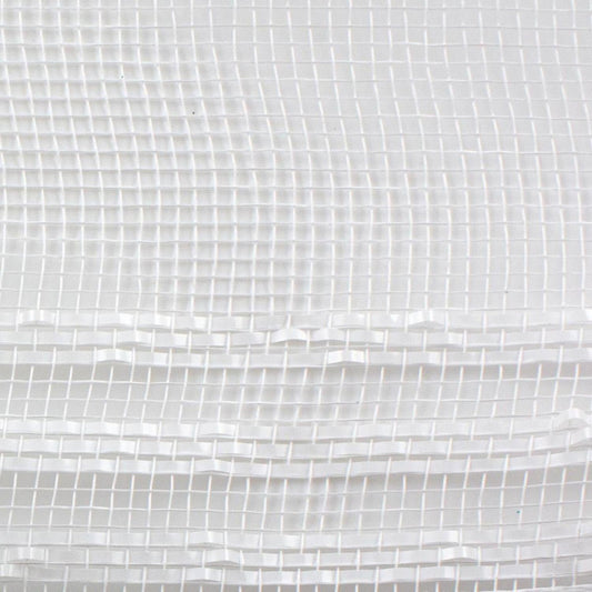10" Border Stripe Metallic Mesh Ribbon: White (10 Yards)