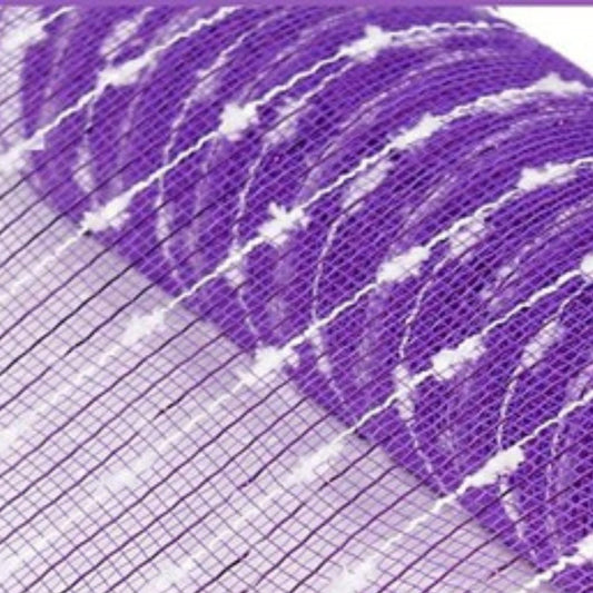 10" Cotton Ball Deco Mesh Ribbon: Purple (10 Yards)