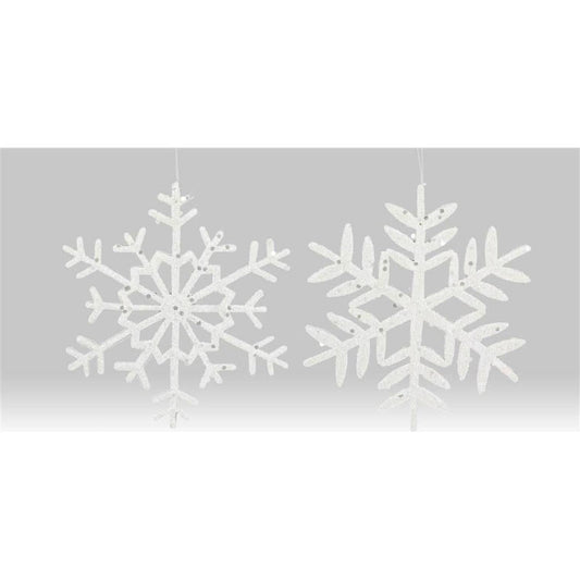 10" Glitter Snowflake Ornament: White (Asst 2)