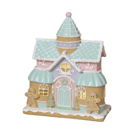 10" Lighted Resin Holiday Pastel Ice Cream House