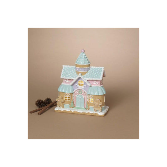 10" Lighted Resin Holiday Pastel Ice Cream House