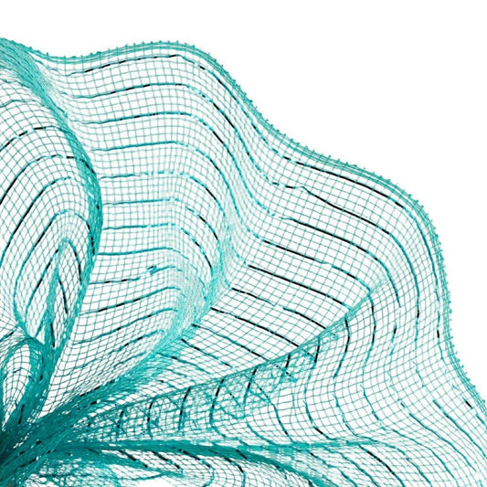 10" Metallic Aqua Dark Turquoise Foil Mesh Ribbon