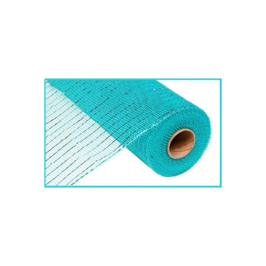 10" Metallic Aqua Dark Turquoise Foil Mesh Ribbon