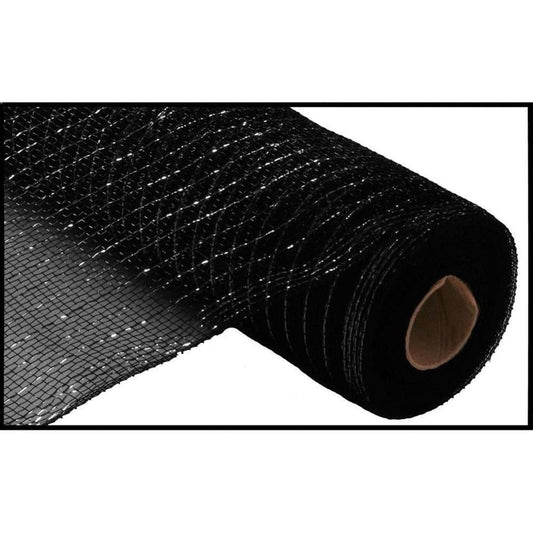 10" Metallic Black with Black Foil Mesh Ribbon (10 Yards)