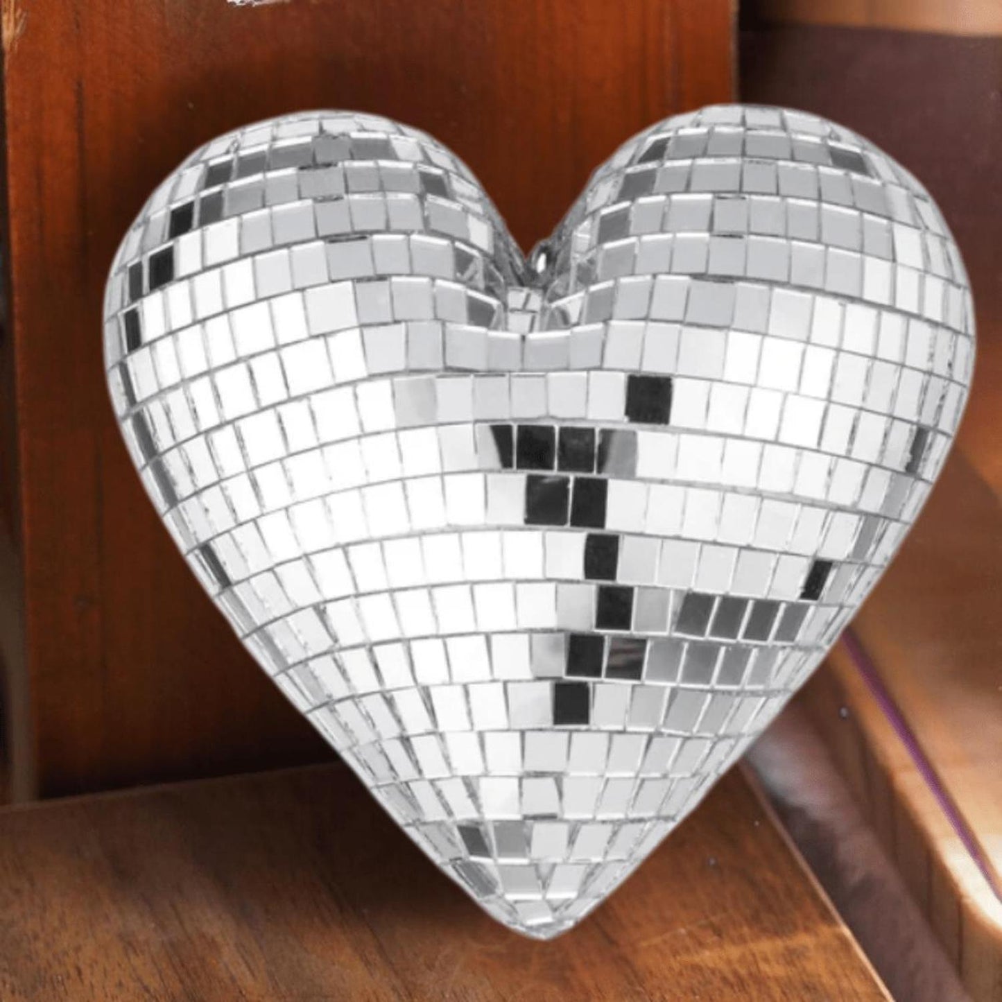 10" Mirror Disco Heart: Silver