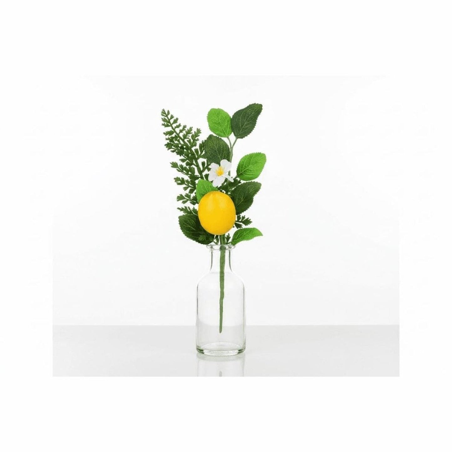 10" Mixed Greenery Lemon Floral Stem Pick