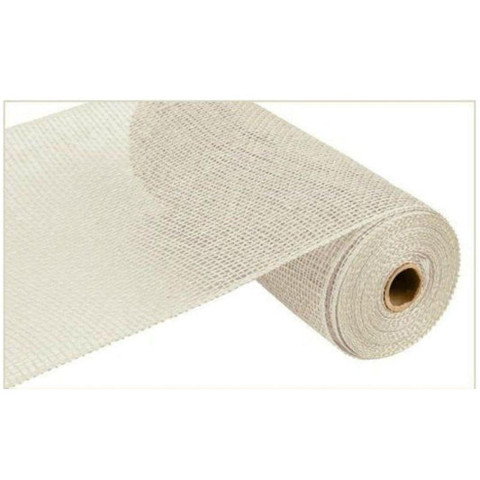 10" Poly Burlap Mesh ribbon: Cream