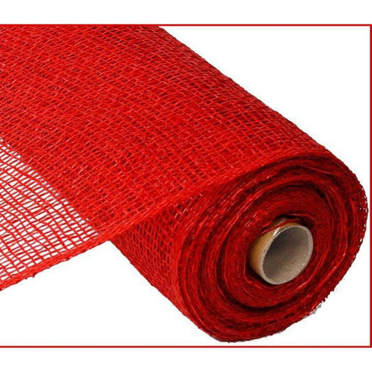 10" Poly Burlap Mesh Ribbon: Red