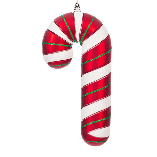 10" Red White Green Candy Cane Ornament