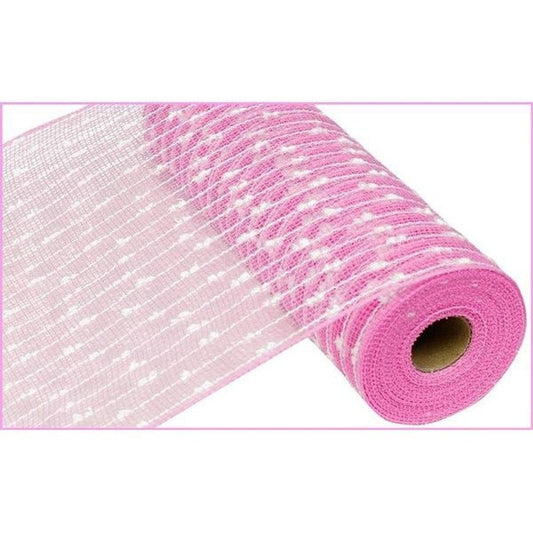 10" Snowball Deco Mesh Ribbon: Pink & White (10 Yards)