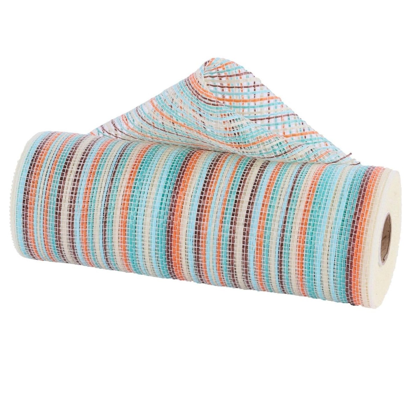 10" Vertical Multicolor Stripe Mesh: Blue/Orange/Teal (10 Yards)