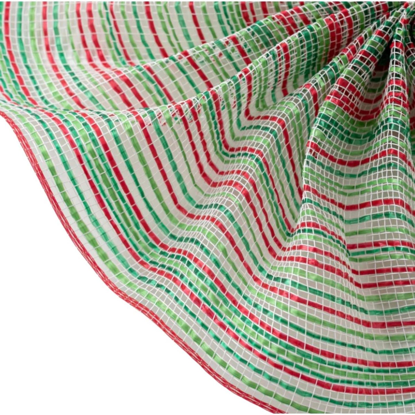 10" Vertical Multicolor Stripe Mesh: Red/Lime/Emerald/White
