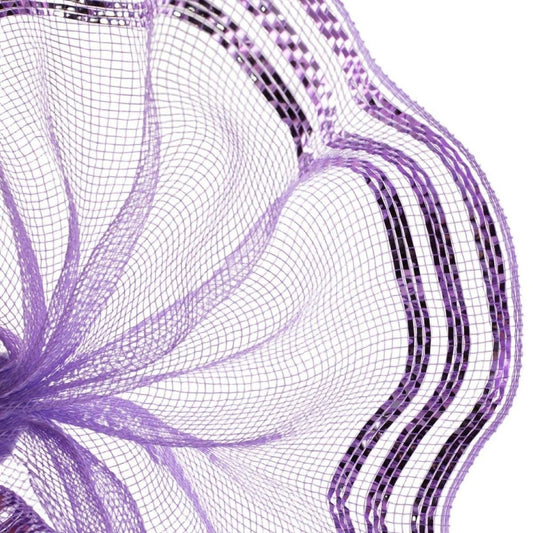 10.25" Border Stripe Metallic Mesh Ribbon: Lavender