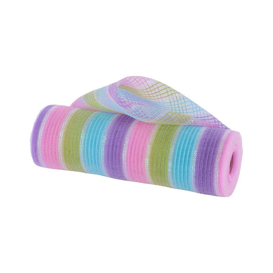 10.25" Fine Weave Faux Jute Stripe Mesh: Pastel (10 Yards)
