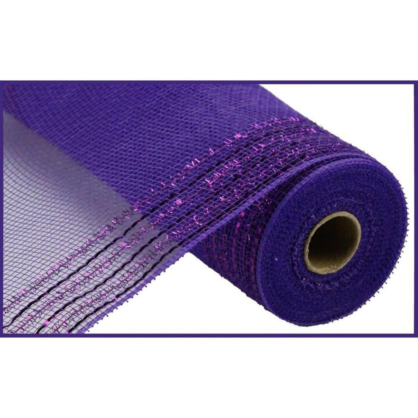 10.5" Border Stripe Tinsel Mesh Ribbon: Purple (10 Yards)