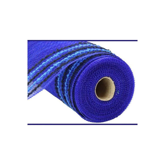 10.5" Drift Border Edge Mesh Ribbon: Royal Blue/Black (10 Yards)