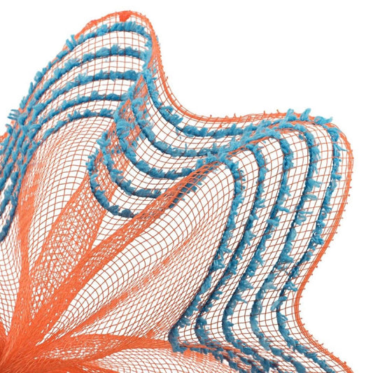 10.5" Drift Border Mesh Ribbon: Orange/Turquoise (10 Yards)
