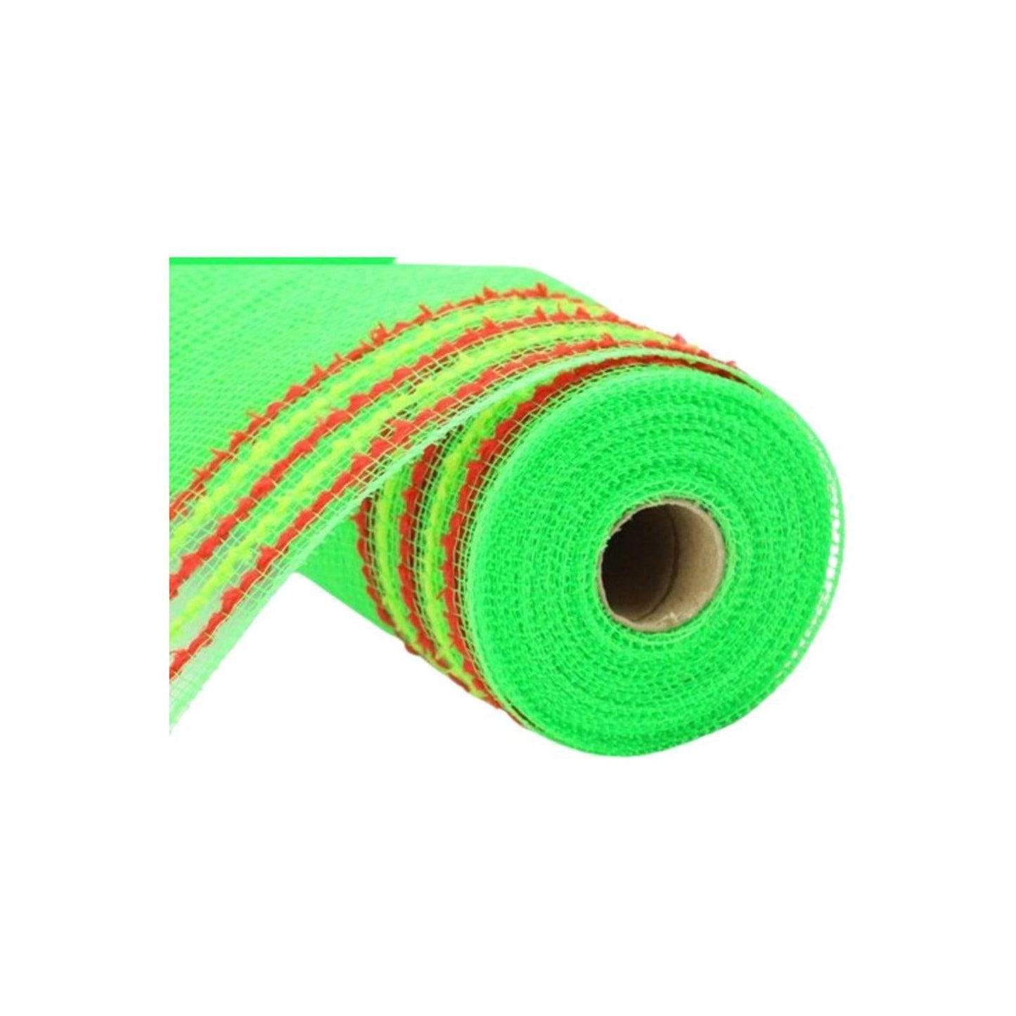 10.5" Drift Border Mesh Ribbon: Lime Green/Red (10 Yards)