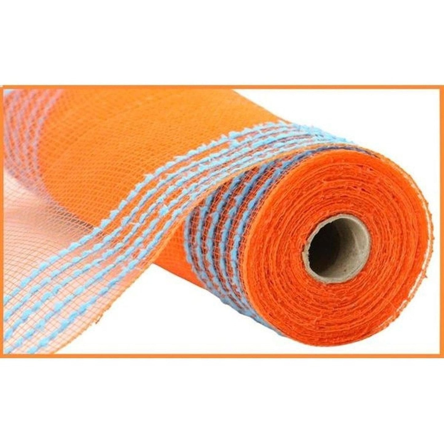 10.5" Drift Border Mesh Ribbon: Orange/Turquoise (10 Yards)
