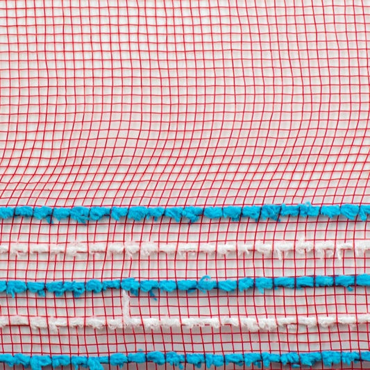 10.5" Drift Border Mesh Ribbon: Red/Turquoise (10 Yards)