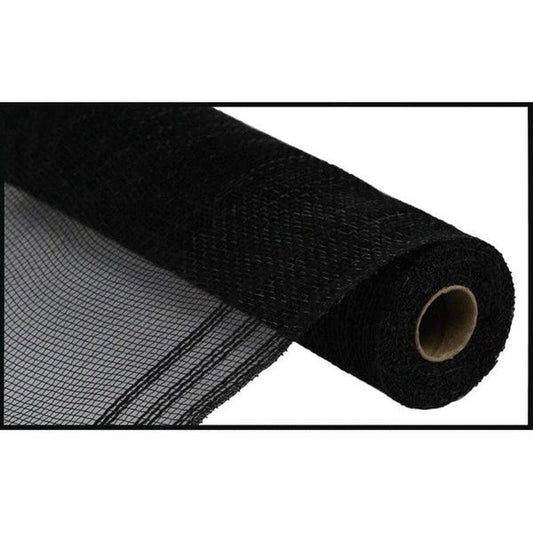 10.5" Faux Jute Border Stripe Mesh Ribbon: Black (10 Yards)
