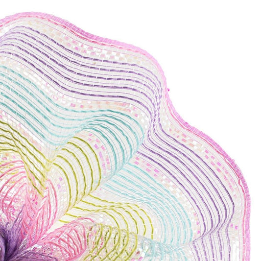 10.5" Faux Jute Shiny Stripe Mesh Ribbon: Pink, Green, Blue, Lavender (10 Yards)