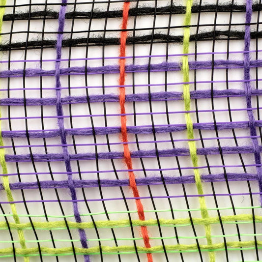 10.5" Faux Jute Wide Stripe Mesh Ribbon: Orange/Purple/Green/Black (10 Yards)