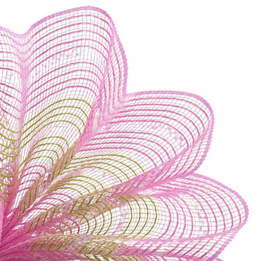 10.5" Jute Iridescent Stripe Mesh Ribbon: Light Pink (10 Yards)