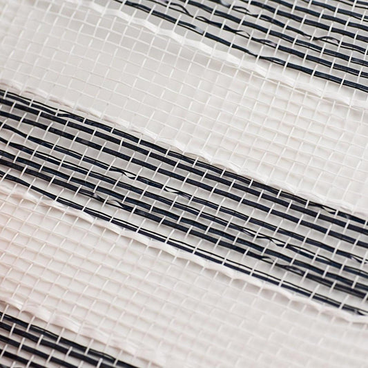 10.5" Metallic Stripe Mesh Ribbon: Black/White (10 Yards)